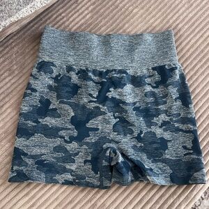 SHEIN Gray and Blue Camo Athletic Shorts